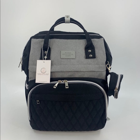 Diaper Bag Black. Diaper Backpack with Changing Station/ built-in bassinet - Picture 13 of 16